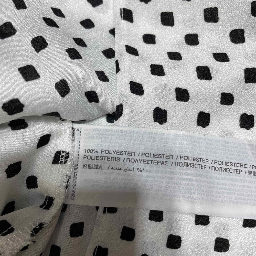 Mango Basics Career Blouse Womens XS White Black Polka Dot Polyester Gathered - Picture 9 of 10